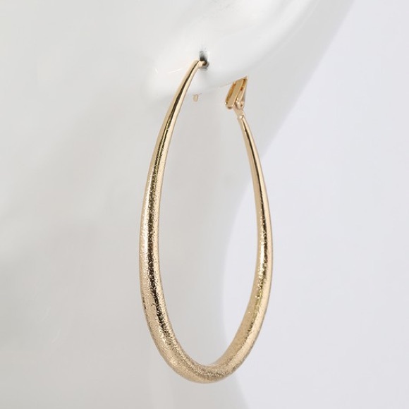 Textured Teardrop Hoop Earrings - Picture 2 of 2